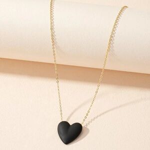 Gold and Black Heart Pendant Necklace